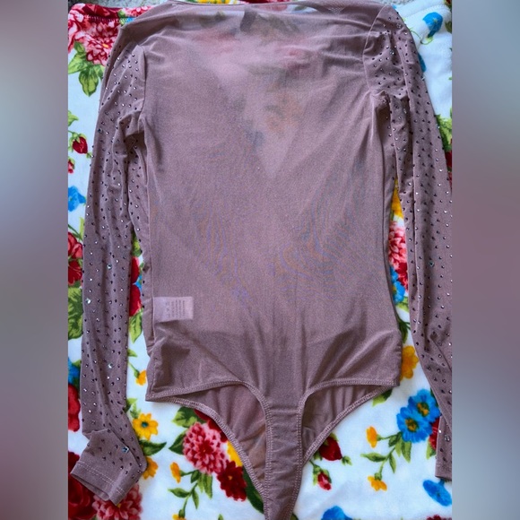 Windsor Tan Bedazzled Open Front Bodysuit - Picture 2 of 2